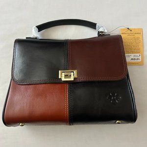 Patricia Nash Yoeky Top Handle Shoulder/Crossbody Strap Colorblock Leather Bag